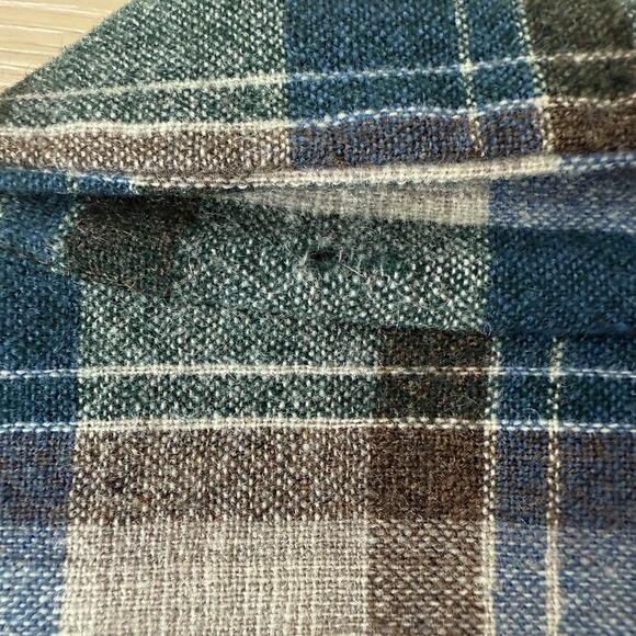 Vintage Pendleton Board Shirt Men Lg Blue Brown Wool Loop Collar Flannel 60s - Picture 11 of 14